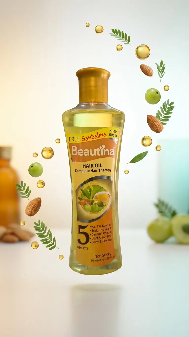 Beautina Hair Oil Complete Hair Therapy - 5 Benefits Non-Sticky Oil with Free Soap | Bazar Cai | বাজার চাই | Bazar Chai | Best Deal