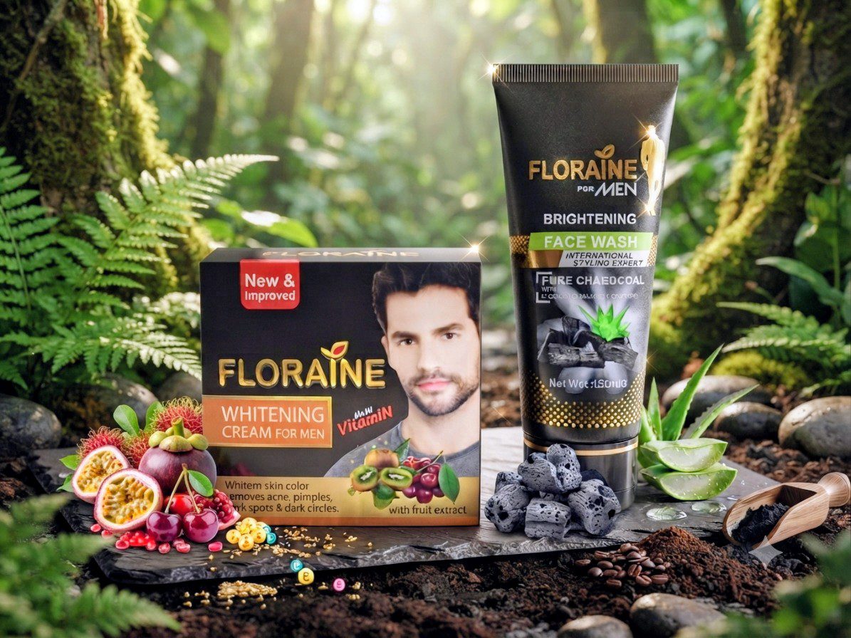 1783342019658~2 Floraine Premium Men’s Grooming Combo: Whitening Cream & Charcoal Face Wash - Image 1