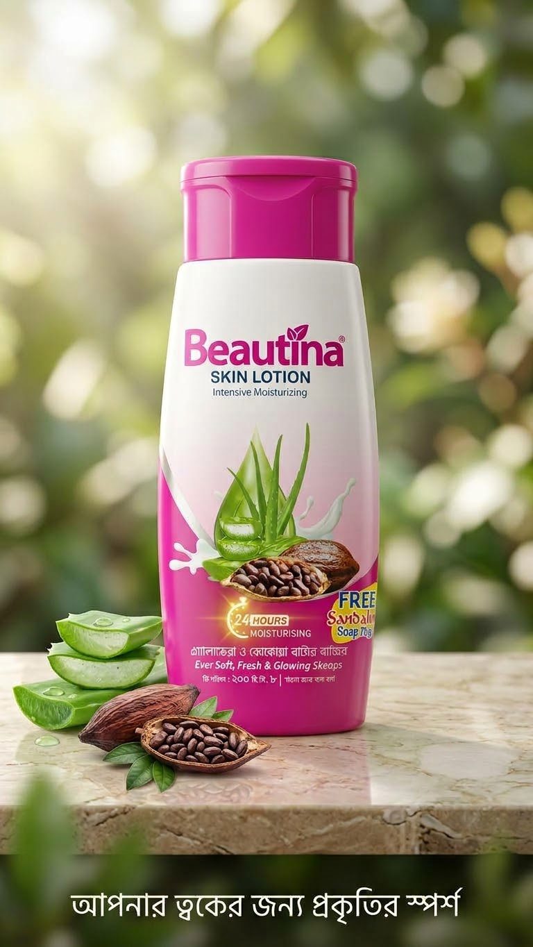 1791546294011 Beautina Intensive Moisturizing Skin Lotion — অ্যালোভেরা ও কোকোয়া বাটারের নিবিড় যত্ন - Image 1